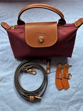 L0ngchamp mini Top-Handle Crossbody Bag in Burgundy nwt